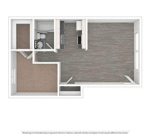 Renton Sage 1 bedroom 3D floor plan